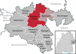 Läget för Heidenheim an der Brenz i Landkreis Heidenheim