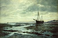 Herbert Sidney Percy A ship anchored at low tide