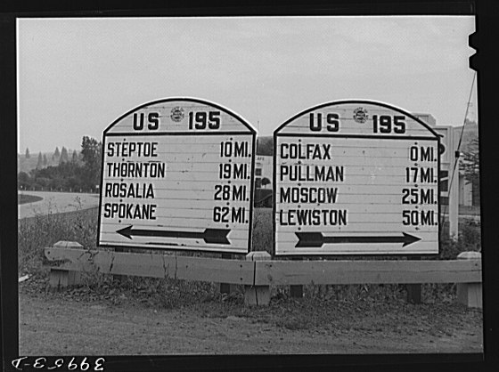 File:Highway sign at Colfax, Washington.tiff