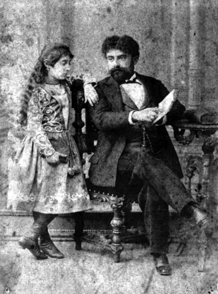 Mehmet Nadir Bey, founder of İstanbul Lisesi, with his daughter