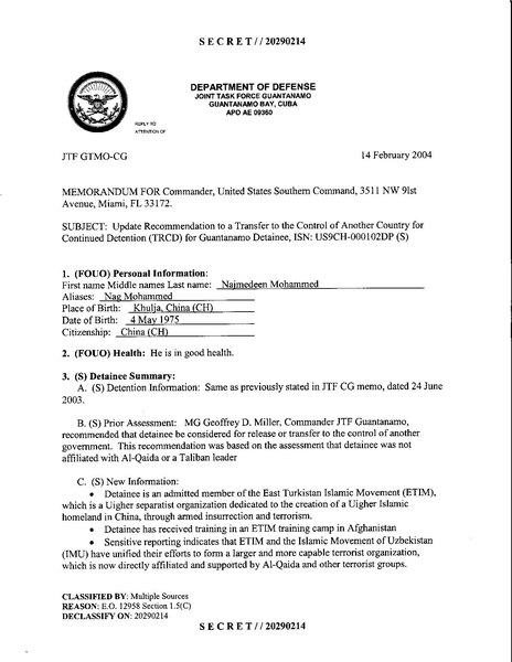 File:ISN 00102, Naimedeen Mohammed's Guantanamo detainee assessment.pdf