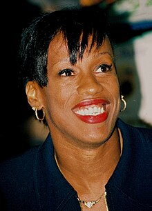 Jackie Joyner-Kersee in 1996 book signing Jackie Joyner Kersee 1996.jpg