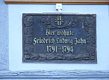 Gedenktafel zu Eh­ren von Fried­rich Lud­wig Jahn