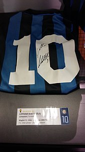 The number 10 Inter Milan jersey of Matthaus in the San Siro museum Jersey of Lothar Matthaus.jpg