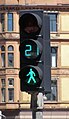 Green countdown traffic light in Copenhagen.