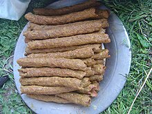 Kashmiri kababs can be eaten as a snack or a meal with rice. Kabab wazwan.jpg