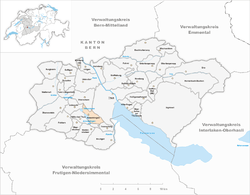 Harta e komunës Amsoldingen në distriktin Thun
