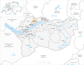 Mapo de Oberried ĉe la Lago de Brienz