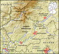 Topografische Karte mit Landkreisgrenzen