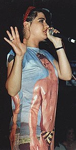 Kathleen Hanna was the lead singer of Bikini Kill, a riot grrrl music band formed in 1990. Khanna.jpg