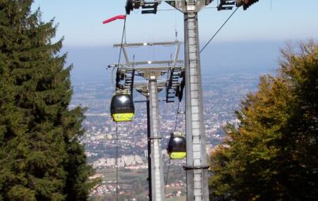 "Szyndzielnia" gondola lift in Bielsko-Biała, north part of Beskid Śląski