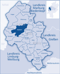 Poziția orașului Herborn pe harta districtului Lahn-Dill-Kreis