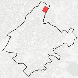Kaupungin kartta, jossa Lampriní korostettuna.