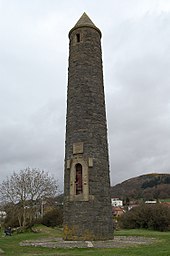 The Pencil stands about 1 mile (1.6 km) south of Largs, along a shoreline footpath. Largs Pencil monument.jpg