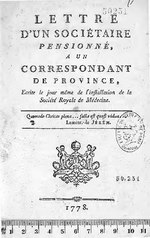 Миниатюра для Файл:Lettre d'un sociétaire pensionné à un correspondant de province, écrite le jour même de l'installation de la Société royale de médecine (IA BIUSante 50251x01).pdf