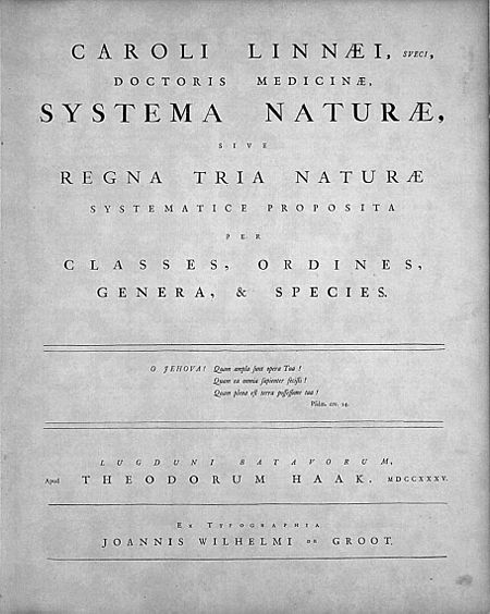 The title page of Systema Naturae, Leiden (1735) Linne-Systema Naturae 1735.jpg