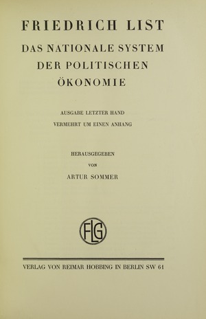 Friedrich List: Életpályája, Közgazdasági nézetei, Művei