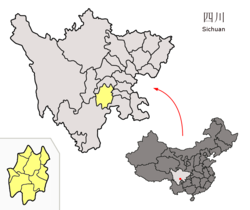 四川省中の楽山市の位置