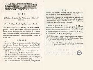 Loi sur la traite des noirs et le régime des colonies du 20 mai 1802