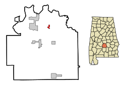Location in Lowndes County and the state of آلاباما