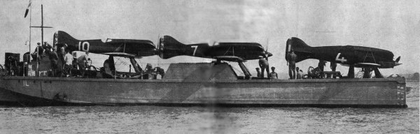 Italy's three entrants in the 1929 Schneider Trophy race. The M52R, which took second place, is at right; the other two aircraft are Macchi M.67 float