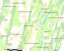 Mapa obce Grand-Corent