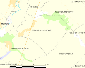 Poziția localității Froidmont-Cohartille