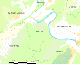 Mapa obce Sampzon