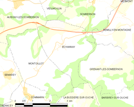 Mapa obce Échannay