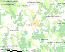 Mapa obce Bourganeuf