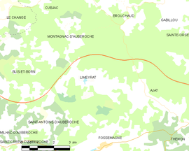 Mapa obce Limeyrat