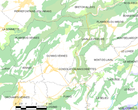 Mapa obce Guyans-Vennes