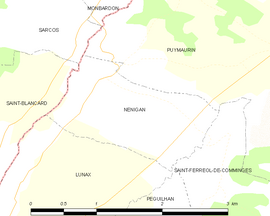 Mapa obce Nénigan