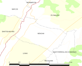 Poziția localității Nénigan