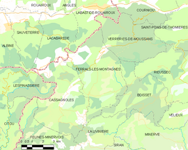 Mapa obce Ferrals-les-Montagnes