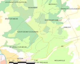 Mapa obce Fleury-devant-Douaumont