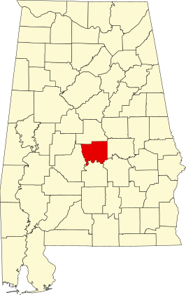 Locatie van Autauga County in Alabama