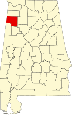 Carte de l'Alabama mettant en évidence le comté de Marion