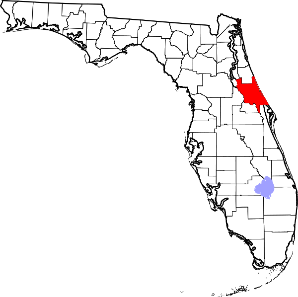 Map of Florida highlighting Volusia County