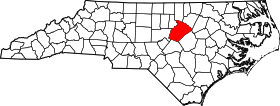 Map of North Carolina highlighting Wake County.svg