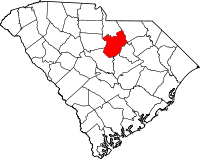Map of Južna Karolina highlighting Kershaw County