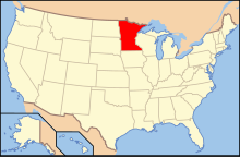 The location of the state of Minnesota in the United States of America Map of USA MN.svg