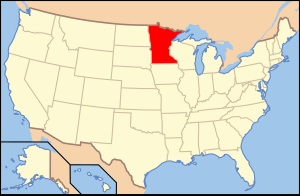 Zemljevid Združenih držav z označeno državo Minnesota