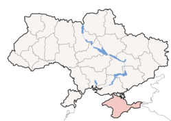 Krims placering i Ukraine (de jure)