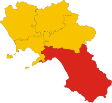 Lage der Provinz Salerno in der Region Kampanien