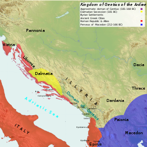 Map of the Kingdom of Gentius of the Ardiaei (English).svg