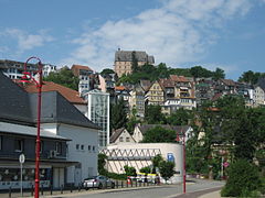 Blick von der Biegenstraße (vom Kunstgebäude der Uni) zur Oberstadt