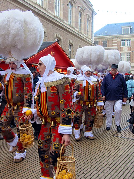 The Gilles of Binche at the inauguration of the Christmas market in 2013.