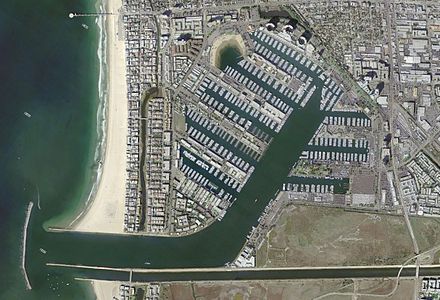 Aerial view of the marina, the world's largest man-made small craft harbor
