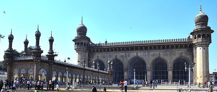 Makkah Masjid in Hyderabad is one of the largest and oldest mosque in South India.